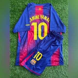 Lamine Yamal Barcelona jersey kids set